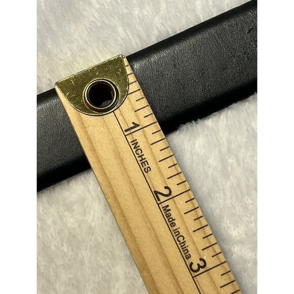 Eddie Bauer Mens 40 Black Genuine Leather Dress Belt Silver Gold Brass Buckle - Picture 7 of 15